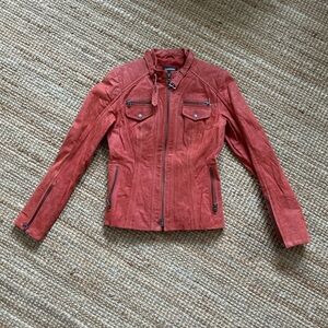 Women's Orange Leather Jacket